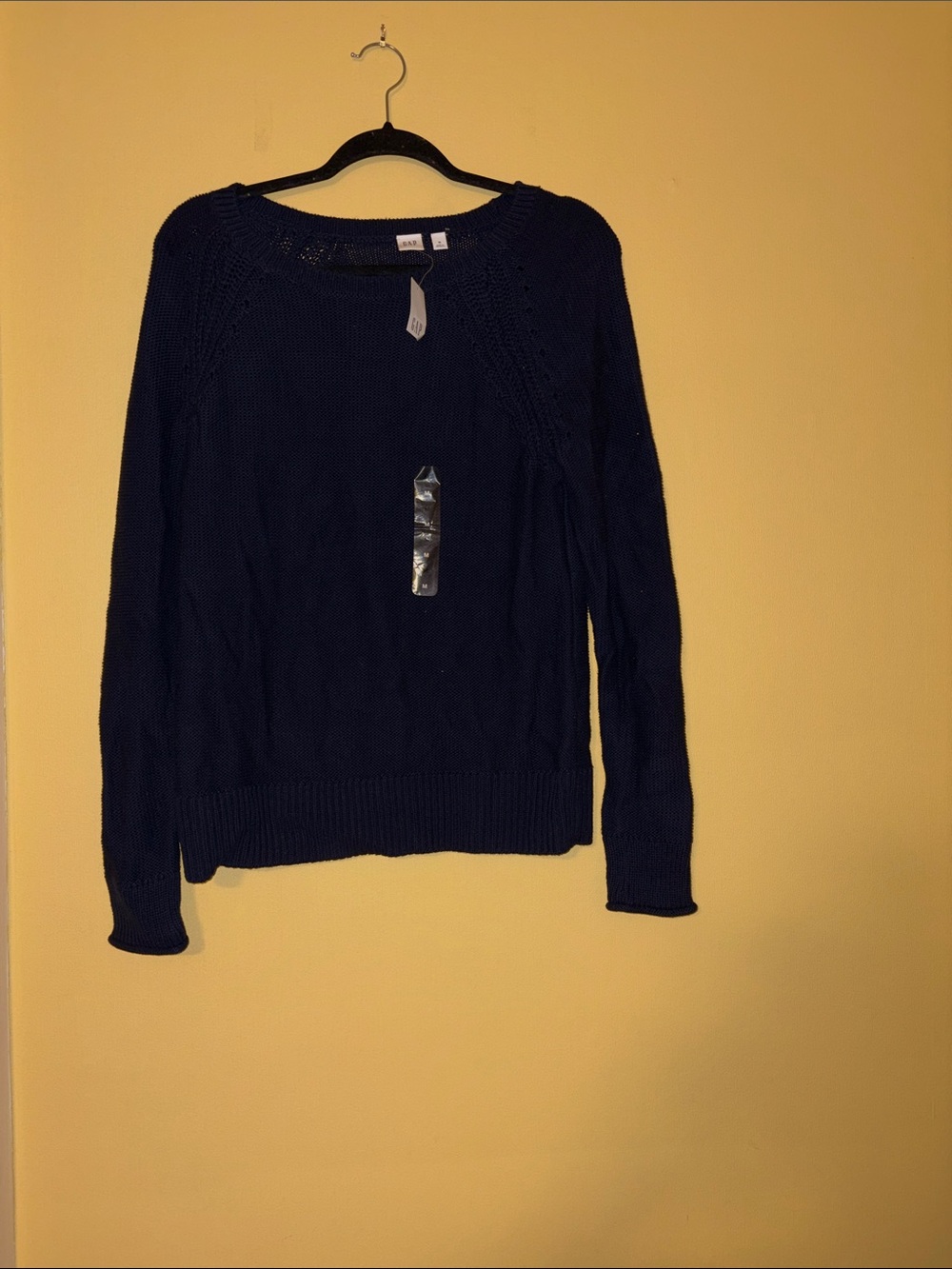 GAP Navy Crewneck Cable Knit Sweater